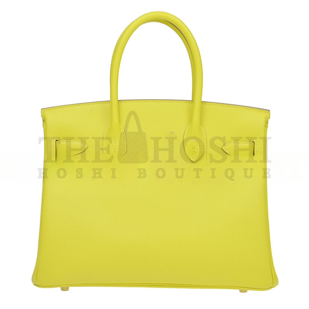H**me5 BIRKIN 30 EPSOM LEMON YELLOW SILVER BUCKLE BAG BK309REPGP (30*23*15cm) Master Quality